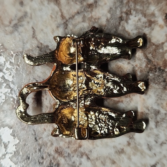 Vintage 3 Cat Christmas Brooch - Picture 2 of 4